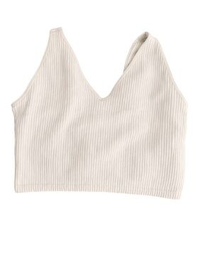 V-Neck Crop Tank in Off-White